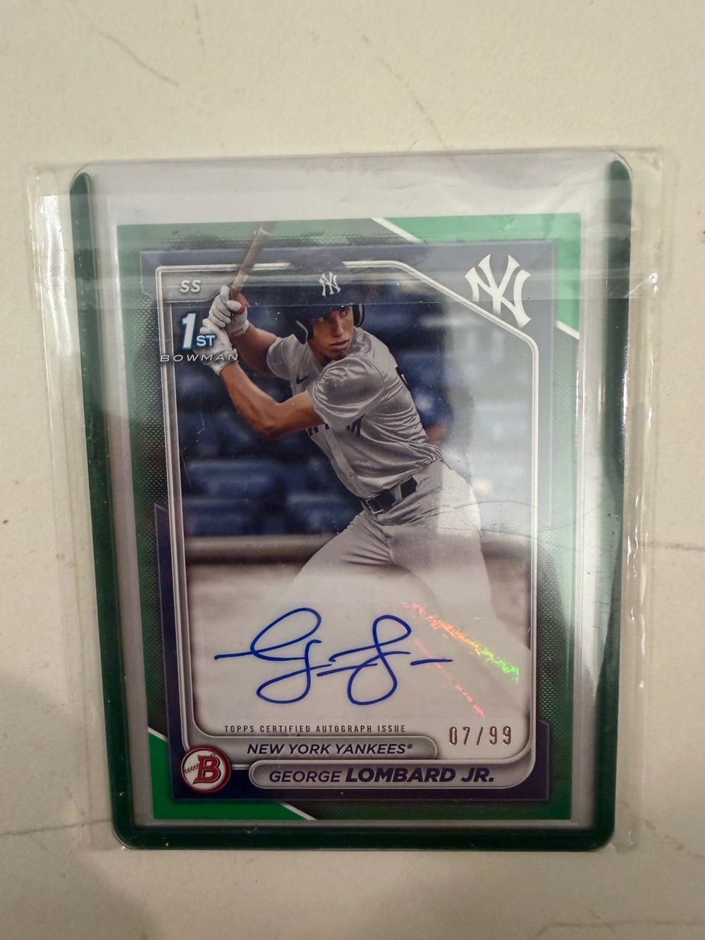 George Lombard Jr. New York Yankees Autograph Baseball Card /99